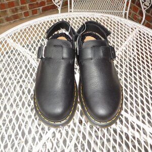 DR MARTENS Jorge II FL Black Leather Faux Fur Sling Back Mules US M10/L11 NWT!!